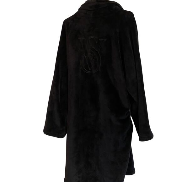 Victorias Secret Black Plush Robe Womens XL Soft Velour Tie Waist - Picture 4 of 7